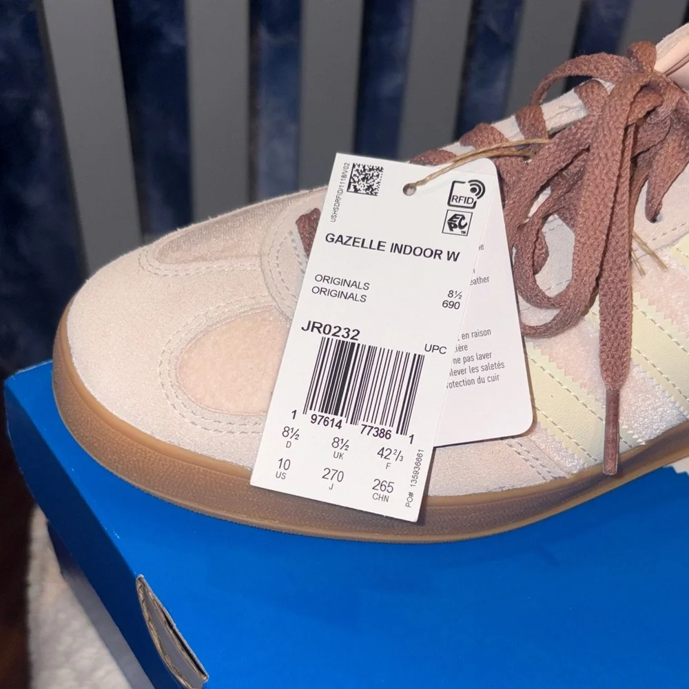 adidas Gazelle Indoor Women's Sneakers - Soft Pink and Beige - Picture 2 of 6
